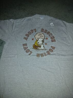 Port and Company Gray Snoopy 'Adopt Rescue Foster Love' Graphic Tee
